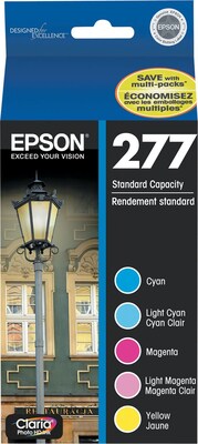 Epson 277 Cyan/Magenta/Yellow/Light Cyan/Light Magenta Standard Yield Ink Cartridge, 5/Pack