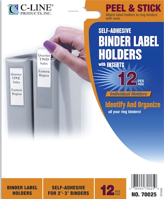 C-Line Self-Adhesive Ring Binder Label Holders, 1 3/4 x 3 1/4 for 2 to 3 Binder Capacity