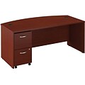 Bush Business Furniture Westfield Bow Front Desk with 2 Drawer Mobile Pedestal, Mahogany, Installed (SMC009MASUFA)