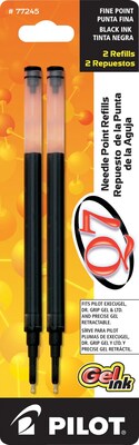 Pilot Q7 Gel-Ink Pen Refill, Fine Tip, Black Ink, 2/Pack (77245)