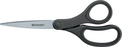 KleenEarth Basic Plastic Handle Scissors, 9 Length, Pointed, Black