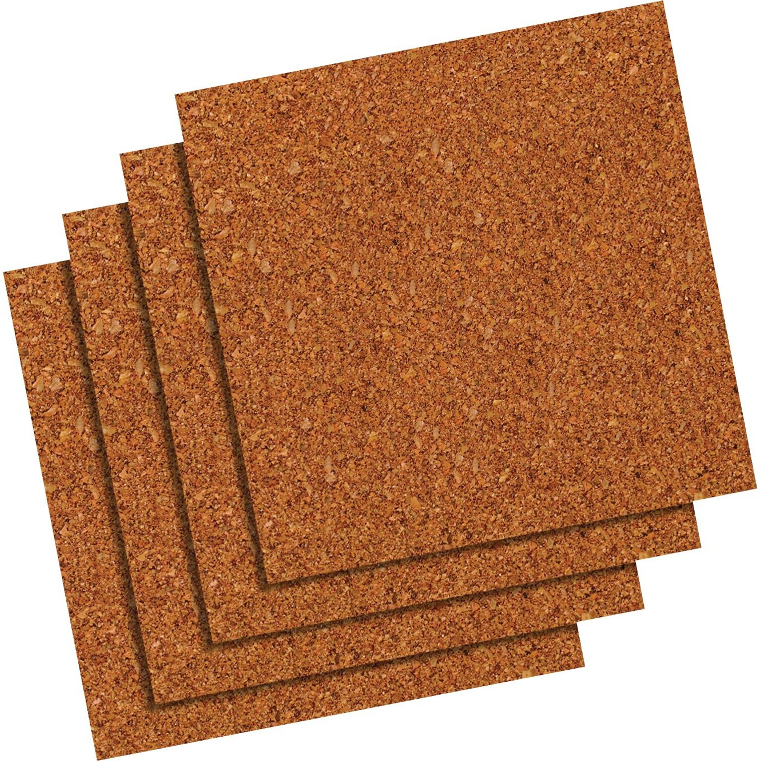 Quartet® Natural Cork Tiles, 12 x 12, Frameless, Modular, 4 Pack