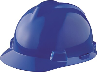 MSA Safety® V-Gard® Slotted Hard Hats, Polyethylene, Standard, Staz-On, Cap, Blue