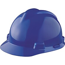 MSA Safety® V-Gard® Slotted Hard Hats, Polyethylene, Standard, Staz-On, Cap, Blue