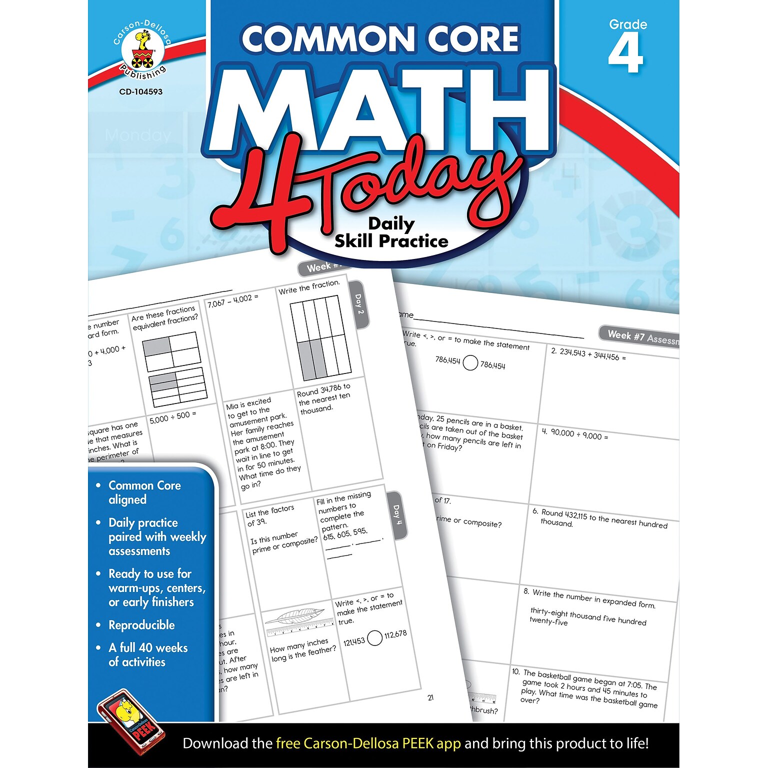 Carson-Dellosa™ Common Core Math 4 Today Workbook, Grade 4