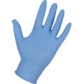 Genuine Joe 5mil Powder Nitrile Industrial Gloves; Light Blue, Large Size