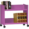 Sandusky® 25H x 29W x 14D Steel Single Sided Sloped Book Truck, 2 Shelf, Purple
