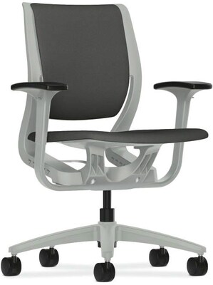 HON Purpose Mid-Back Task Chair, Fabric, Iron Ore/Platinum, Seat: 19 1/2W x 16D Back: 18W x 19 1/4H