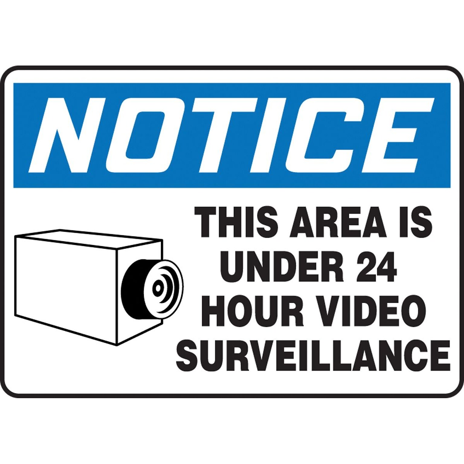 Accuform 7 x 10 Aluminum Safety Sign NOTICE THIS AREA IS..W/GRAPHIC, Blue/Black On White (MASE806VA)