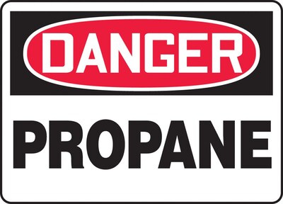 Accuform 7 x 10 Aluminum Safety Sign DANGER PROPANE, Red/Black On White (MCHL083VA)