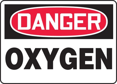 Accuform 7 x 10 Adhesive Vinyl Safety Sign DANGER OXYGEN, Red/Black On White (MCHL168VS)