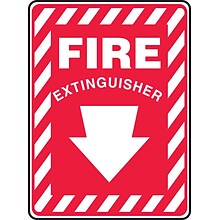 Accuform 10 x 7 Vinyl Fire Safety Sign FIRE EXTINGUISHER (ARROW), White On Red (MFXG417VS)