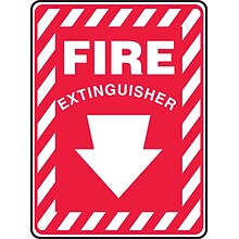 Accuform 14 x 10 Plastic Fire Safety Sign FIRE EXTINGUISHER (ARROW), White On Red (MFXG908VP)