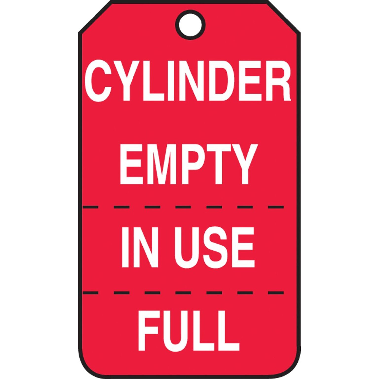 Accuform 5 3/4 x 3 1/4 PF-Cardstock Cylinder Tag CYLINDER EMPTY IN.., White On Red, 25/Pack (MGT206CTP)