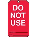 Accuform Signs® 5.75 x 3.25 RP-Plastic Status Tags DO NOT.., White/Black On Red