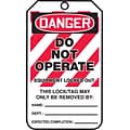 Accuform 5 3/4 x 3 1/4 PF-Cardstock Lockout Tag DANGER..LOCKED OUT, Red/Black On White, 25/Pack
