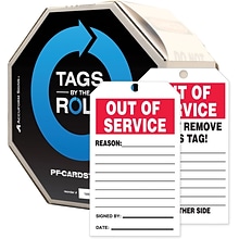 Accuform 6 1/4 x 3 PF-Cardstock Tags By-The-Roll OUT.., Red/Black On White, 100/Roll (TAR714)