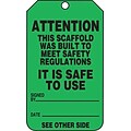 Accuform Signs® 5 3/4 x 3 1/4 RP-Plastic Safety Tags ATTENTION.., Black On Green