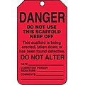 Accuform Signs® 5 3/4 x 3 1/4 PF-Cardstock Scaffold Status Tag DANGER DO NOT USE.., Black On Red