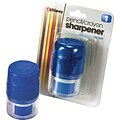 Officemate® Handheld Pencil And Crayon Sharpener With Cap, Blue