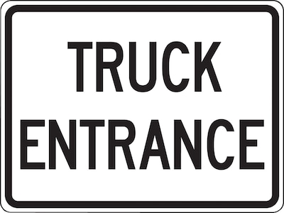 Accuform 18 x 24 Reflective Aluminum Facility Traffic Sign TRUCK ENTRANCE, Black On White (FRR04