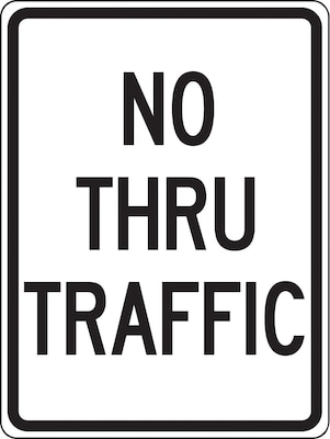 Accuform Reflective NO THRU TRAFFIC Regulatory Traffic Sign, 24 x 18, Aluminum (FRR126RA)