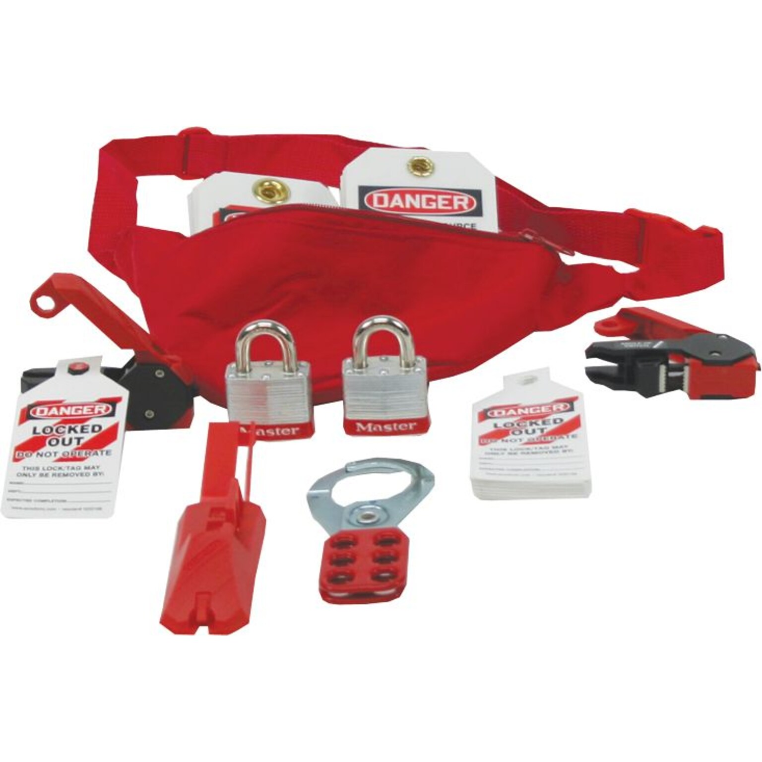Accuform Lockout/Tagout Pouch Kit With Front Zipper, Adjustable Waist Strap, Red (KSK115)
