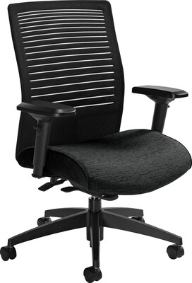 GIS Global Loover Mid-Back Weight Sensing Tilter Task Chair, Mesh/Fabric, Black/Coal