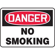 Accuform 10 x 14 Plastic Safety Sign DANGER NO SMOKING, Red/Black On White (MSMK133VP)