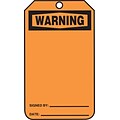 Accuform Signs® 5 3/4 x 3 1/4 Plastic Blank Front & Back Tags WAR.., Black On Orange
