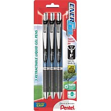 Pentel EnerGel RTX Retractable Gel Pens, Needle Tip Fine Point, Black Ink, 3/Pack (BLN75BP3A)