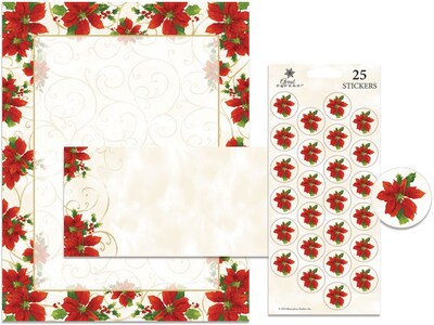Great Papers® Holiday Stationery Kit Poinsettia Swirl, 25/Count