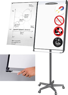 MasterVision® Magnetic Platinum Pure White Dry Erase Mobile Presentation Easel, Black/Silver