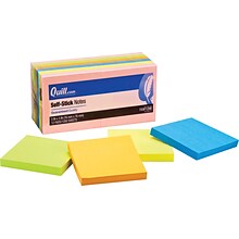 Quill Brand® Self-Stick Notes, 3 x 3, Neon Colors, 100 Sheets/Pad, 12 Pads/Pack (733F12NE)