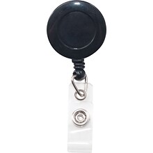 Swivel-Back Clip-On Retractable ID Reel with Badge Holder, Black, 12/PK