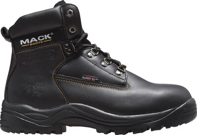 Mack Boots, Bulldog, Mens Steel Toe Work Boot, Leather, Black, Mid cut, Size 16 (Womens Size 18)