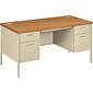 HON® Metro Classic Double Pedestal Desk, 2 Box/2 File Drawers, 60"W, Harvest Laminate, Putty Finish NEXT2018 NEXT2Day
