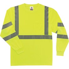 Ergodyne GloWear® 8391 High Visibility Long Sleeve T-Shirt, ANSI Class R3, Lime, X-Large (21705)