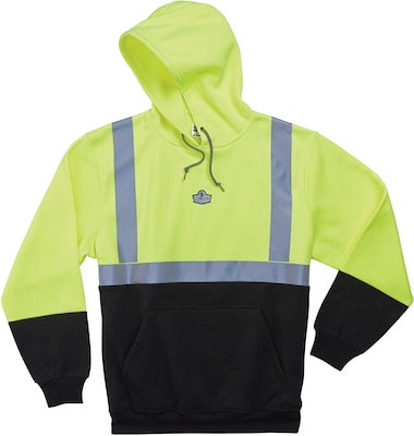 Ergodyne GloWear® 8293 High Visibility Long Sleeve Sweatshirt, ANSI Class R2, Hi-Vis Lime/Black, 3XL