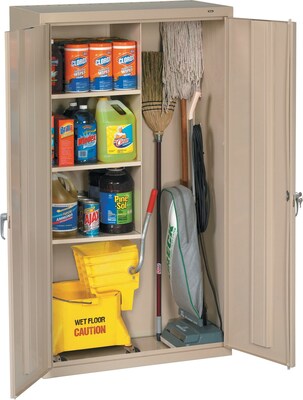 Tennsco® Janitorial Supply Cabinet, Putty, 64Hx36Wx18D
