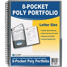 C-Line 8-Pocket Poly Portfolio, Letter Size, Smoke (CLI33081)
