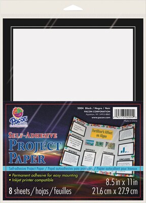 Pacon® Self-Adhesive Project Paper, 8-1/2 x 11, White/Black, 8/Pack
