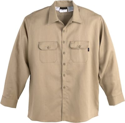 Workrite® Flame Resistant 7 oz. UltraSoft Long Sleeve Work Shirt, Khaki, XL, Long