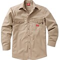 Dickies® Flame Resistant 7 oz. Amtex™ Snap-Front Long Sleeve Shirt, Khaki, Large, Long
