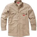 Dickies® Flame Resistant 7 oz. Amtex™ Button-Down Long Sleeve Work Shirt, Khaki, Large, Regular