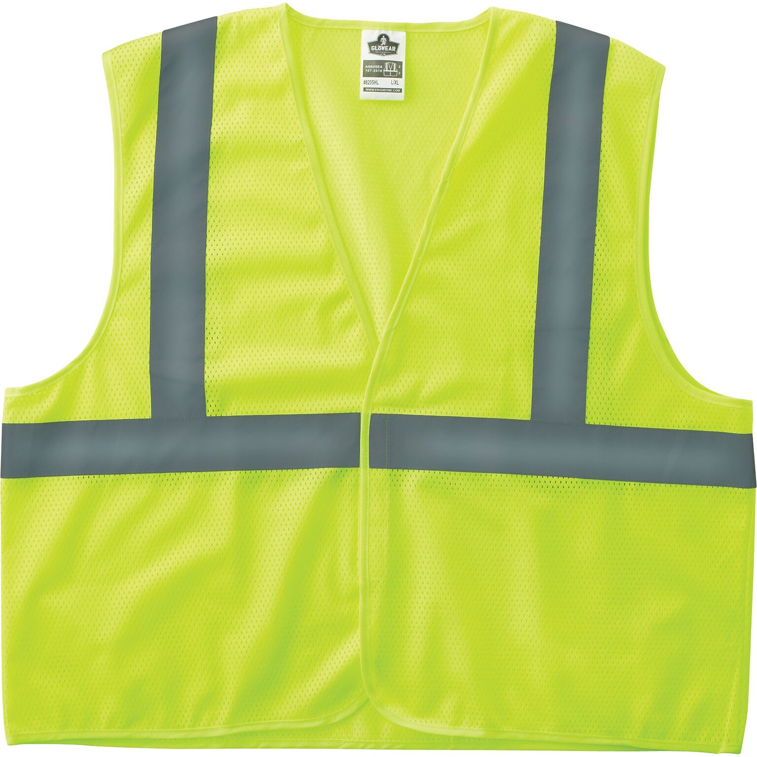 Ergodyne GloWear® 8205HL High Visibility Sleeveless Safety Vest, ANSI Class R2, Lime, 4XL/5XL (20979)