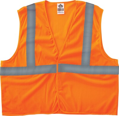 Ergodyne GloWear® 8205HL High Visibility Sleeveless Safety Vest, ANSI Class R2, Orange, Large (20965