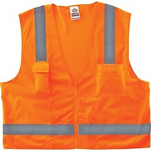 Ergodyne GloWear 8249Z High Visibility Sleeveless Safety Vest, ANSI Class R2, Orange, Large (24015)