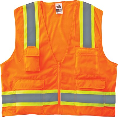 Ergodyne GloWear 8248Z High Visibility Sleeveless Safety Vest, ANSI Class R2, Orange, 2XL/3XL (24067
