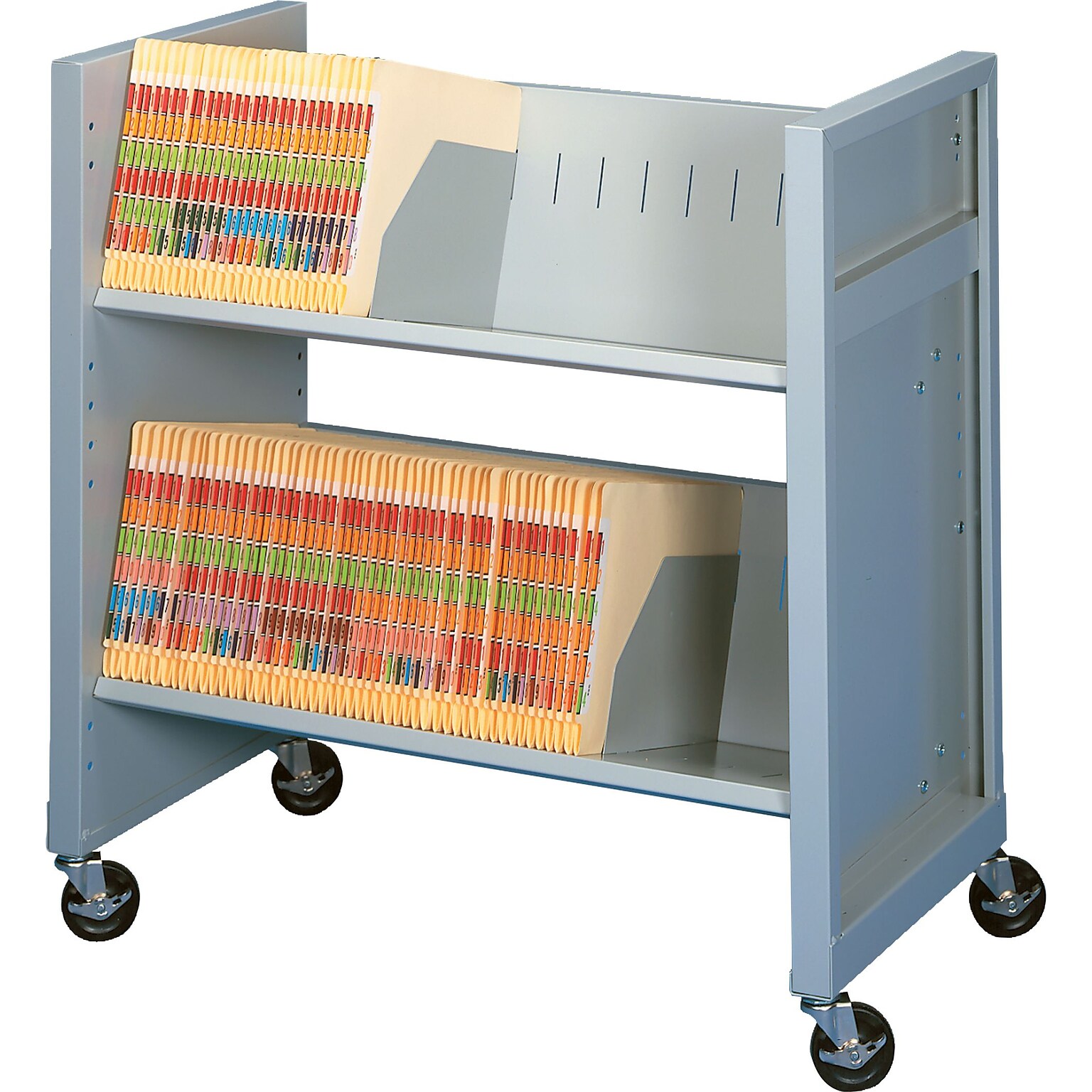 Datum Mobile Cart; Basic File Cart, 2 Shelves, Light Gray